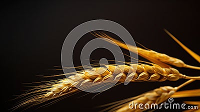 A close up of a bunch of wheat on the stalk, AI Stock Photo