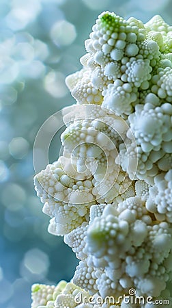 A close up of a bunch of white cauliflower on top, AI Stock Photo