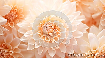 A close up of a bunch of white flowers, peach fuzz, color of the year 2024, monochromatic image Stock Photo
