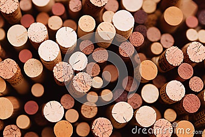 a close up of a bunch of wine corks with a lot of corks in the background and a lot of corks in the foreground Stock Photo