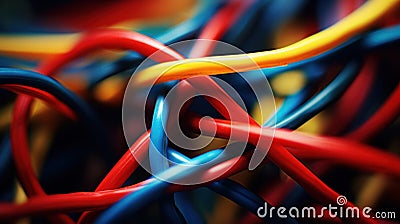 A close up of a bunch of wires that are colored, AI Stock Photo