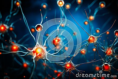 Close up of bunch of wires with red lights. Generative AI Stock Photo