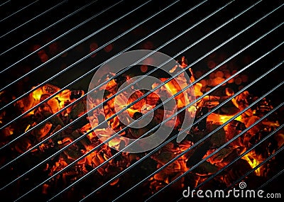 Closeup of burning coals Stock Photo