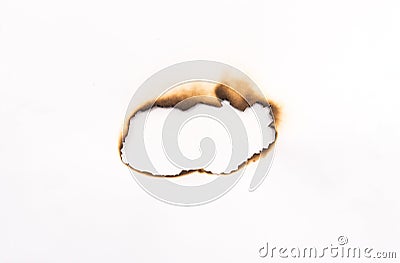 Close up of burnt Holes with paper. textured background Stock Photo