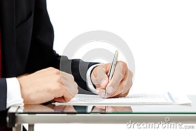Close-up of business man signing a contract Stock Photo