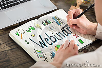 Business Person Drawing Webinar Chart Stock Photo