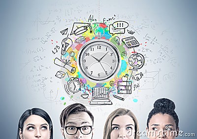 Close up of a business team, time management Stock Photo