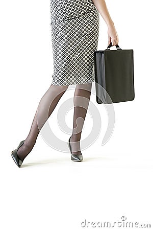 Close up of business woman holding attache case Stock Photo