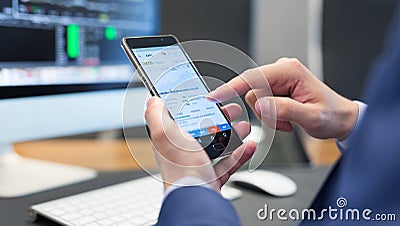 Close up of businessman using mobile smart phone. Editorial Stock Photo