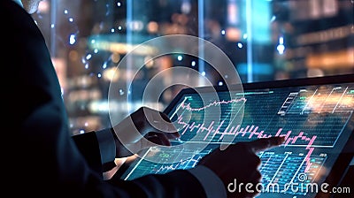 Close-up of a businessman working with investments in the stock market Stock Photo