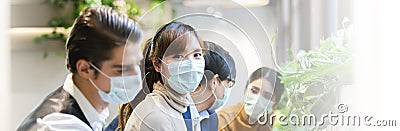 Close up businesspeople wearing medical mask. Stock Photo