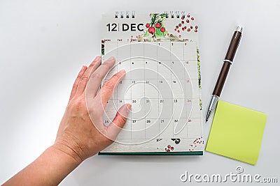 Businesswoman plan appointment and meeting on December Stock Photo