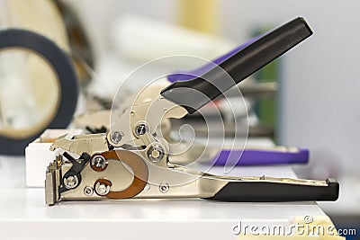 Close up cable cutter or cable stripper equipment for electrical industrial work Stock Photo
