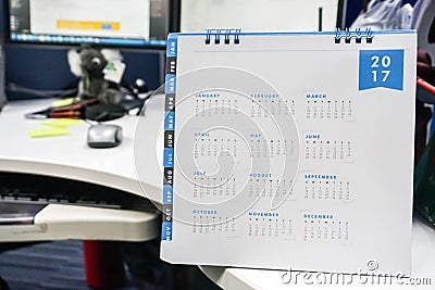 Close up 2017 calendar on office desk Stock Photo