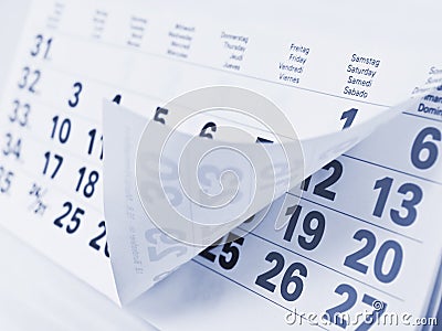 Close up calendar page Stock Photo