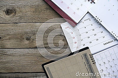 Close up of calendars on the table for planner Stock Photo