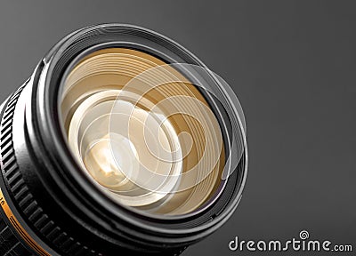 A close-up of a camera zoom lens Stock Photo