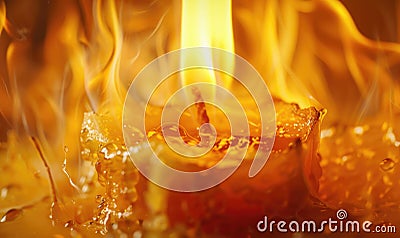 Close-up of a candlewick engulfed in flames Stock Photo