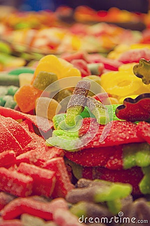 Close up of candy background selection sugar mix Stock Photo