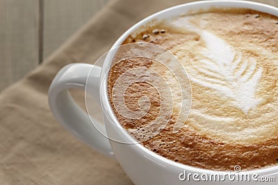 Close up of cappuccino with latte art Stock Photo