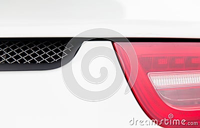 Close up of car part with grille and headlight Stock Photo