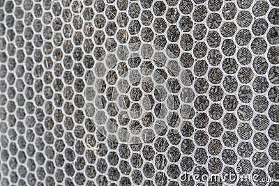 Close up carbon filter and cat fur on net surface cleaning Stock Photo