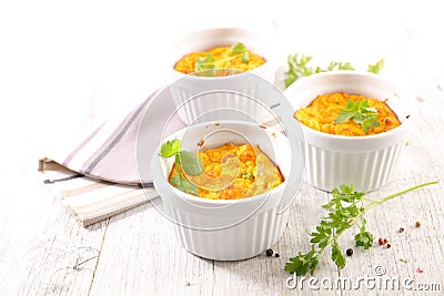 Carrot cheese flan or souffle Stock Photo