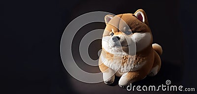 Close up of cartoon fluffy baby Shiba inu dog that look smart, with Generative AI Stock Photo