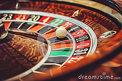 Close up of a casino roulette wheel Stock Photo