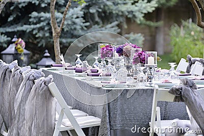 Close-up catering table set Stock Photo