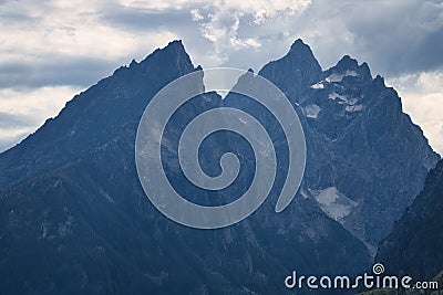 Close-up of the Cathedral Group portion of the Teton Range Stock Photo