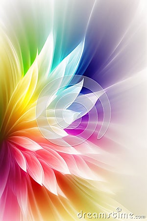 A close up of a cell phone screen with a pastel colorful background and curved design. Rainbow colors on a white background. Stock Photo