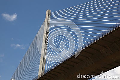 Close up of Centennial Bridge or Puente Centenario over the canal, Panama Stock Photo