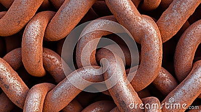 A close up of a chain link fence with rust on it, AI Stock Photo