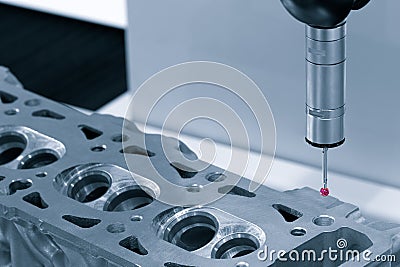 Close-up check measurement of detail by detecting head sensor Stock Photo