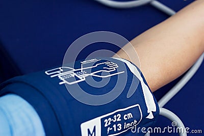Close up checking woman patient arterial blood pressure, Health Stock Photo