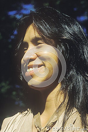 Close-up of Cherokee youth, Tsalagi Village, Cherokee Nation, OK Editorial Stock Photo