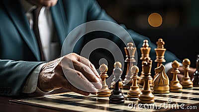 Close-up of a chess player playing a game of chess Stock Photo