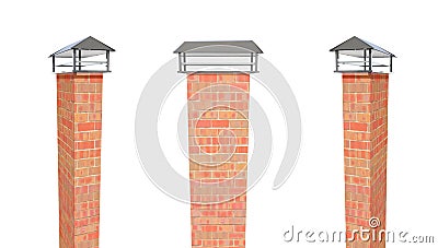 Close up chimney on the roof 3d render Stock Photo