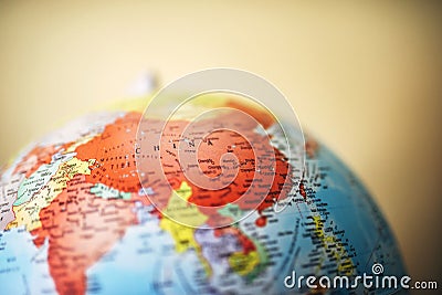 Close up of China on globe Stock Photo