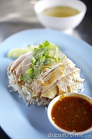 Close up chinese steamed chicken and rice Stock Photo