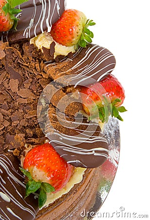 Close up of Chocolate Celebration Cake Stock Photo