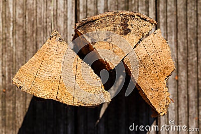 Close up of chopped fire wood pieces Stock Photo