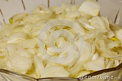 close up with chopped yellow onion Stock Photo
