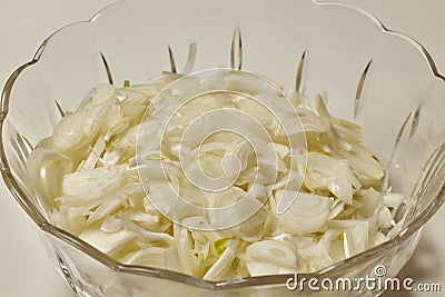 close up with chopped yellow onion Stock Photo