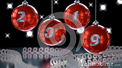 Close up, Christmas balls with numbers 2019. Stock Photo
