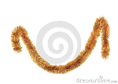 Close up of christmas golden tinsel. Stock Photo