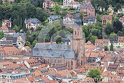 Close up of the church of the Holy Sprit in Heidelberg Stock Photo
