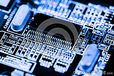 Close up of Circuits Electronic on Mainboard Technology computer background logic board, cpu motherboard, Main board, sys Stock Photo