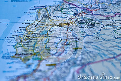 Map of the city of Quito, capital of Ecuador Stock Photo